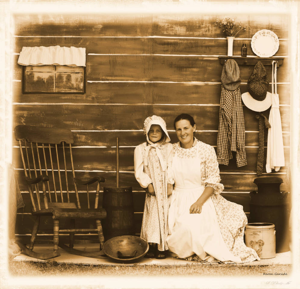 Vintage Photo of a woman and girl in period dress